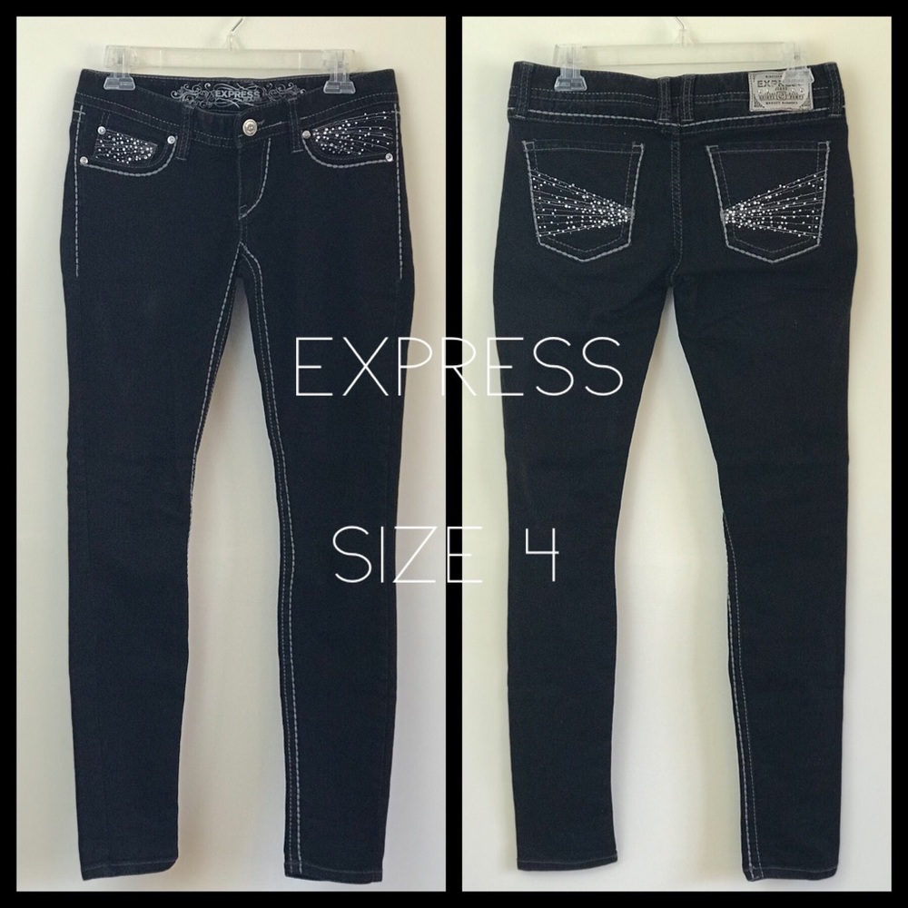 Dark embellished Express Jeans Size 4